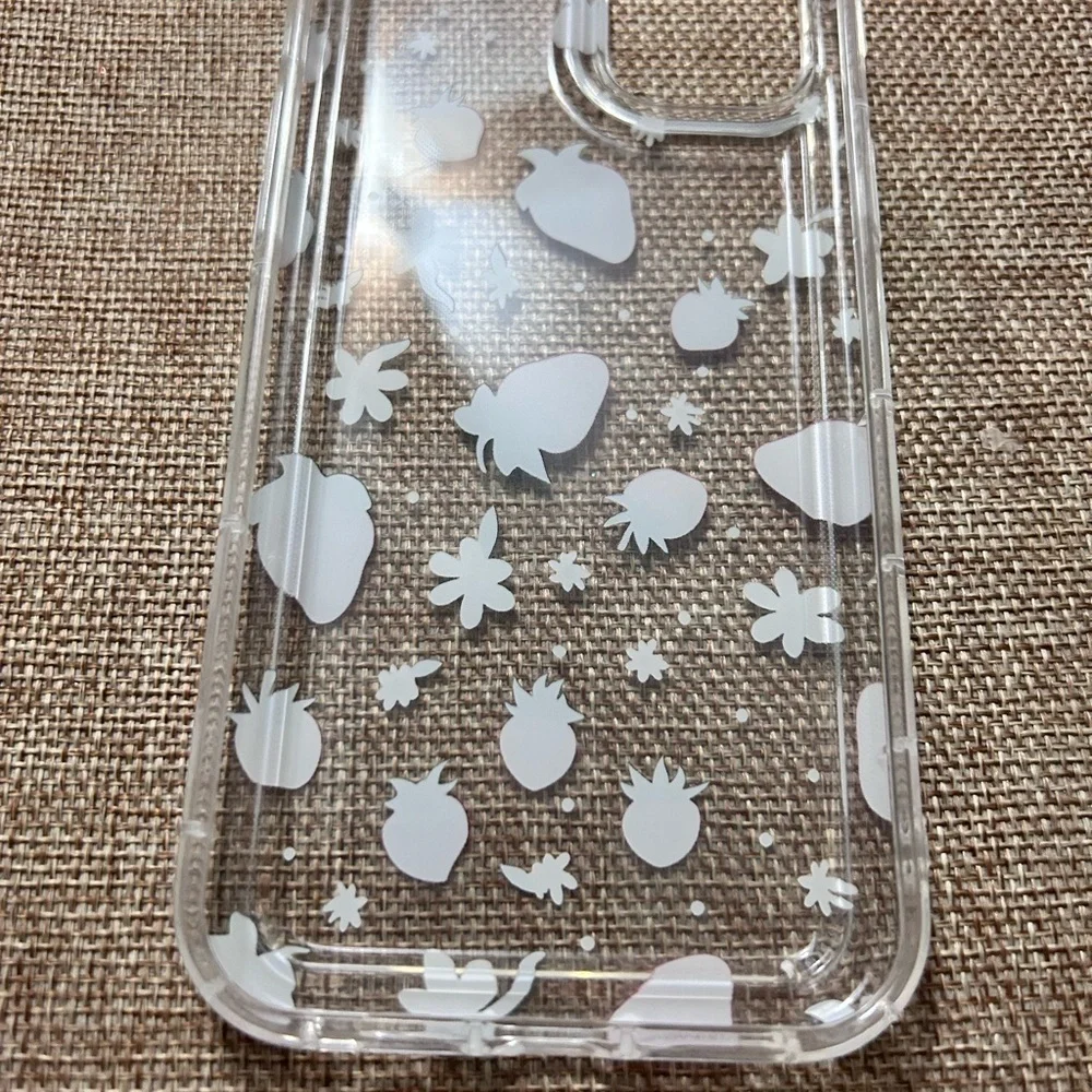 iPhone 14 Plus Case Clear W Strawberries  See description for compatible iPhone